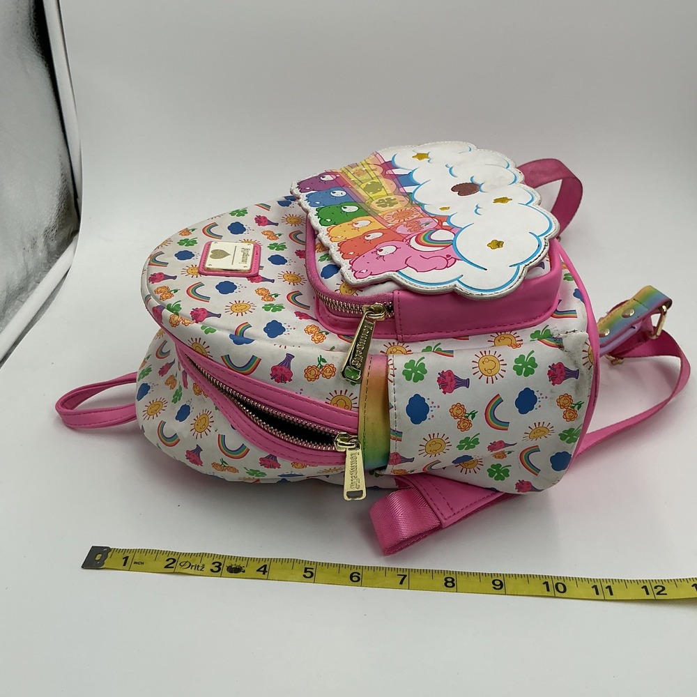 Loungefly Care Bears Rainbow Mini Backpack White Pink Faux Leather - Picture 10 of 11